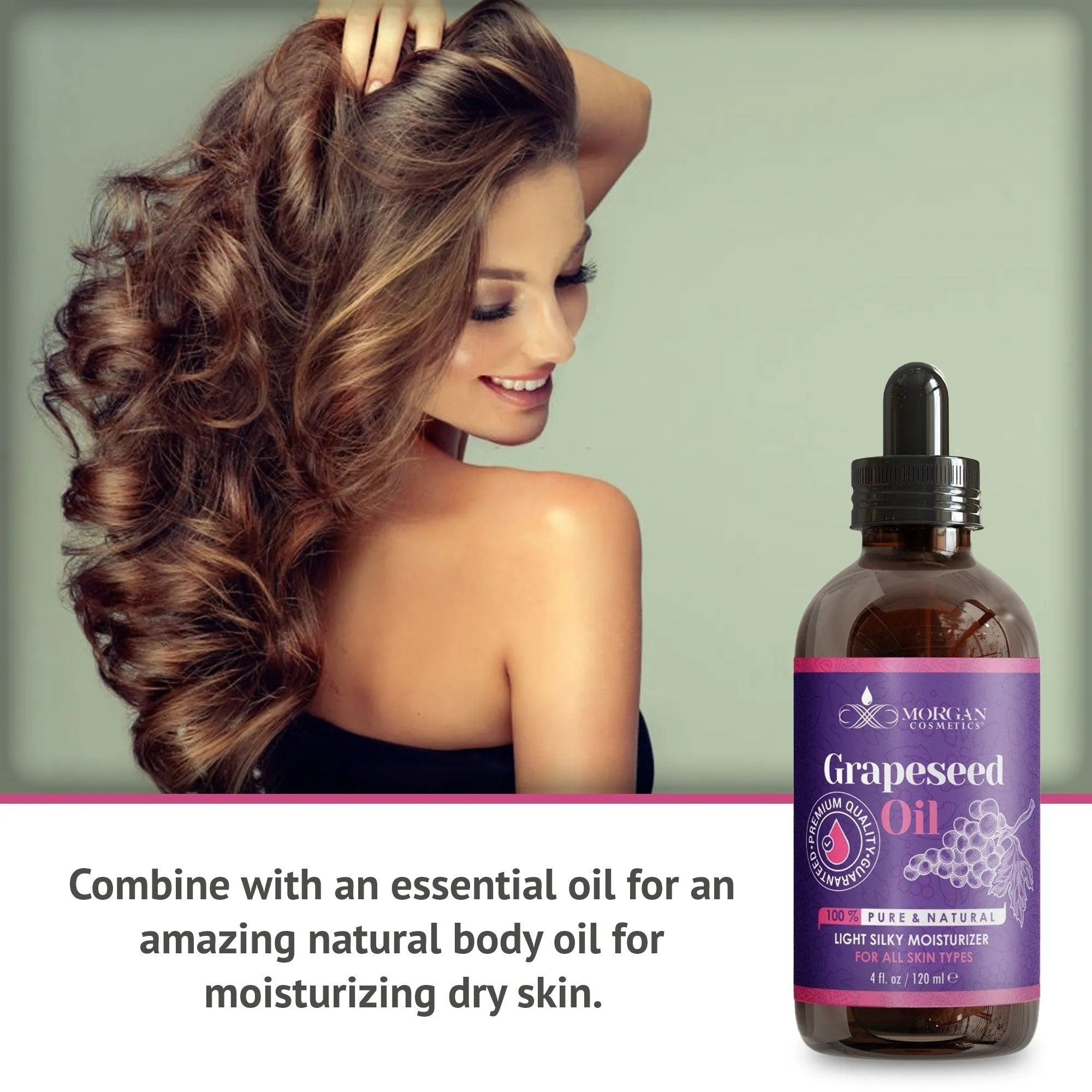 100% Pure Grapeseed Oil Antioxidant-rich Oil For all Skin types 4 fl oz 118 ml by Morgan Cosmetics