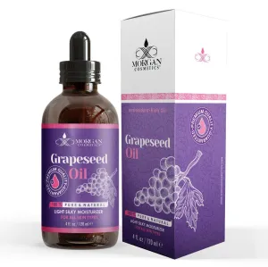 100% Pure Grapeseed Oil Antioxidant-rich Oil For all Skin types 4 fl oz 118 ml by Morgan Cosmetics