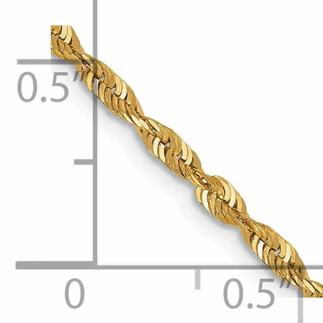 10k Yellow Gold 2.00m D.C Lightweight Rope Chain