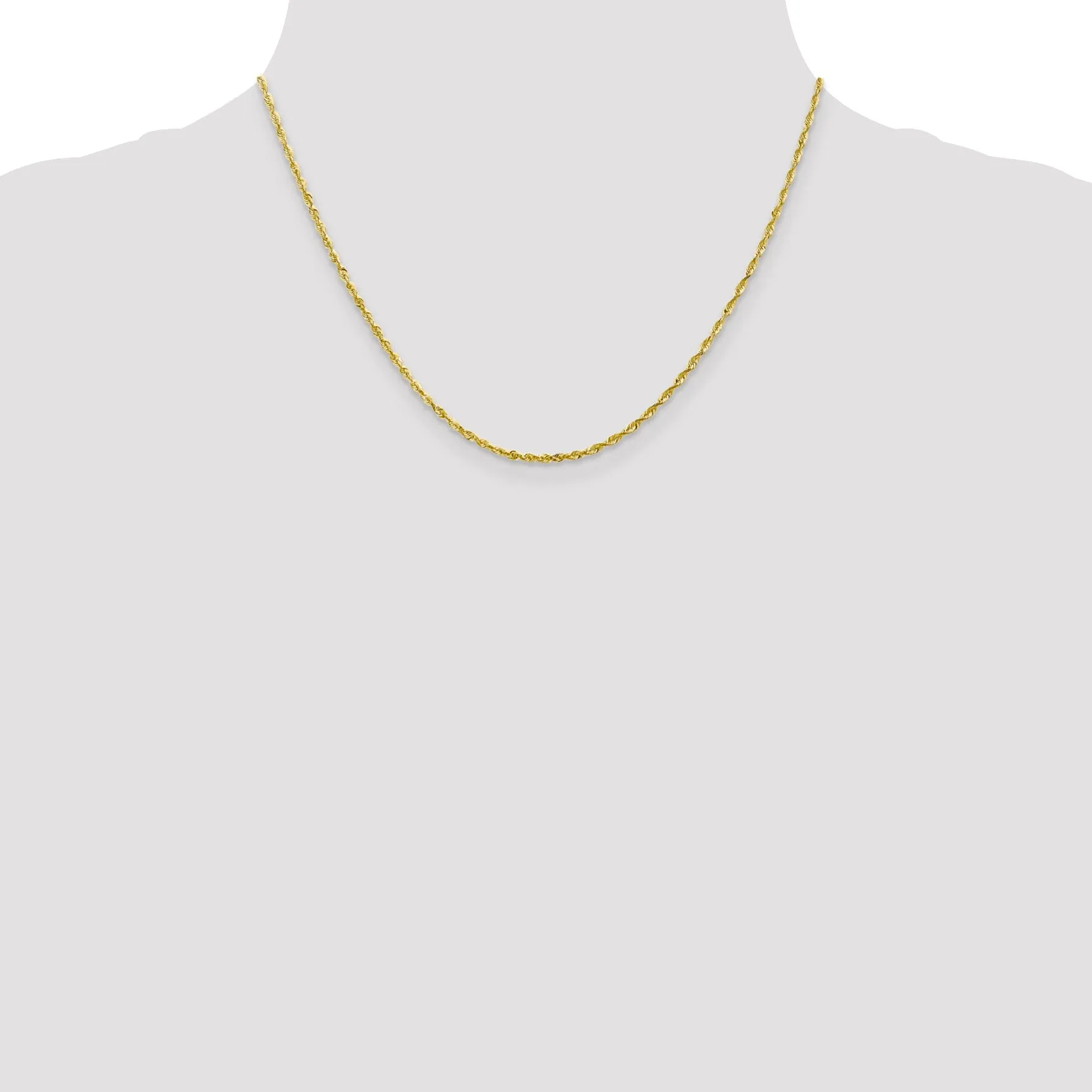 10k Yellow Gold 2.00m D.C Lightweight Rope Chain