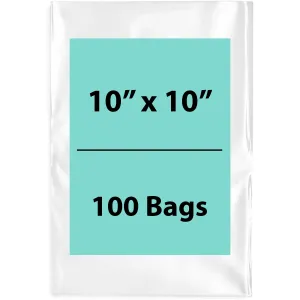 10X10 inches Clear Flat Poly Bags 2Mil Open Top (LDPE)