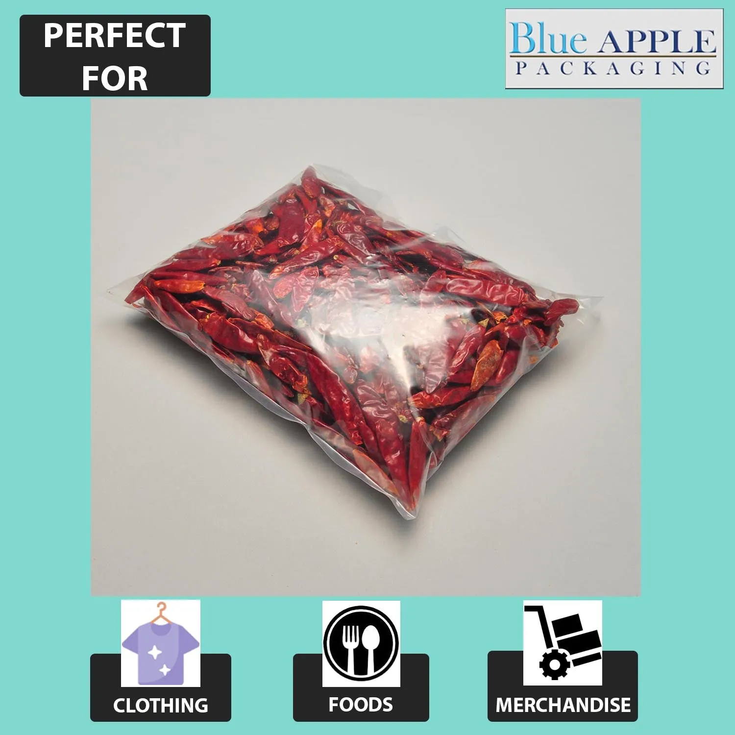 10X10 inches Clear Flat Poly Bags 2Mil Open Top (LDPE)