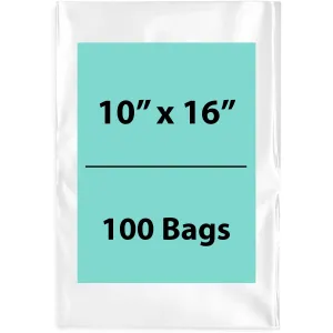 10X16 inches Clear Flat Poly Bags 4Mil Open Top (LDPE)