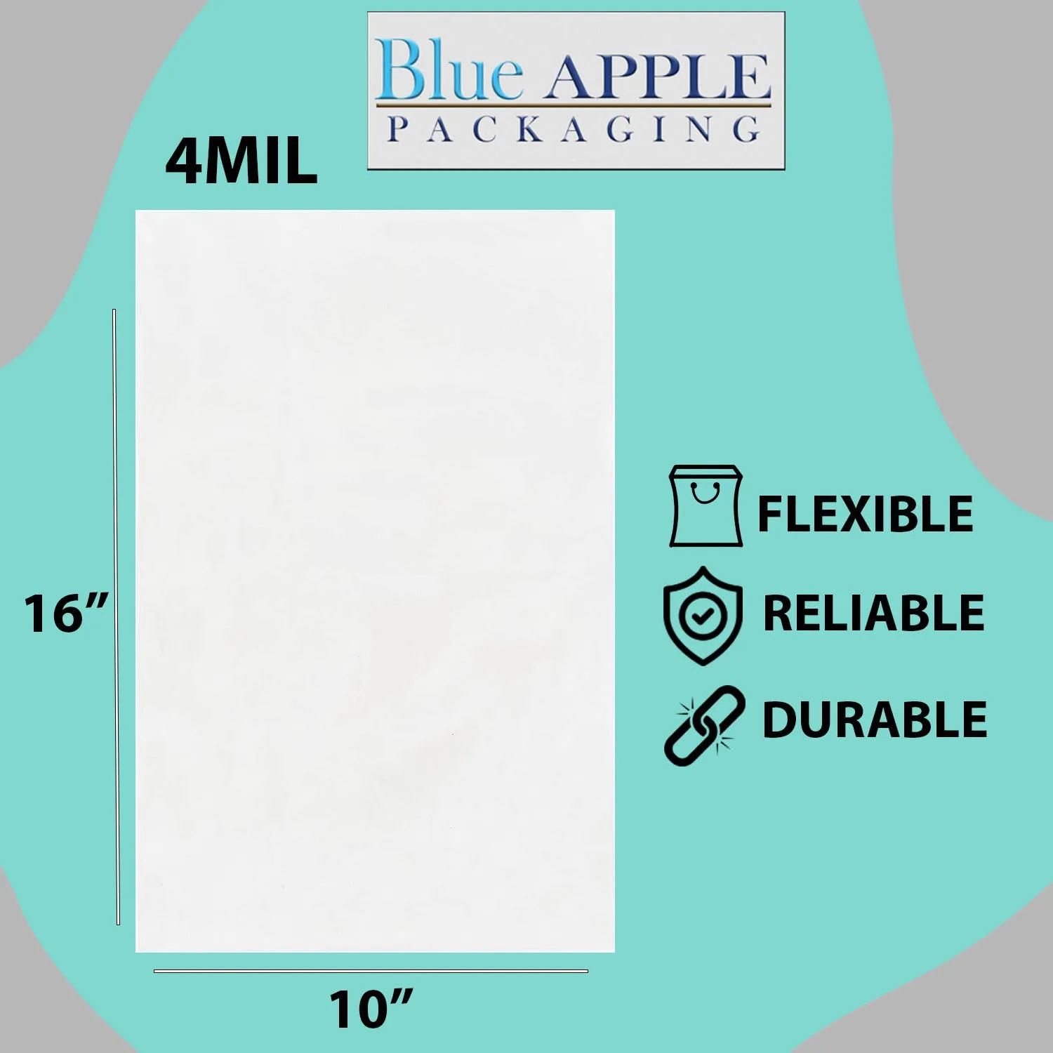 10X16 inches Clear Flat Poly Bags 4Mil Open Top (LDPE)