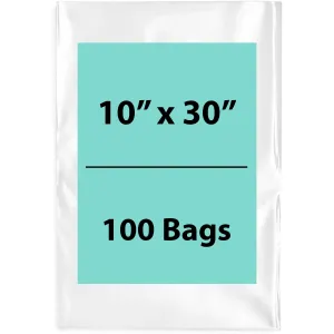 10X30 inches Clear Flat Poly Bags 2Mil Open Top (LDPE)