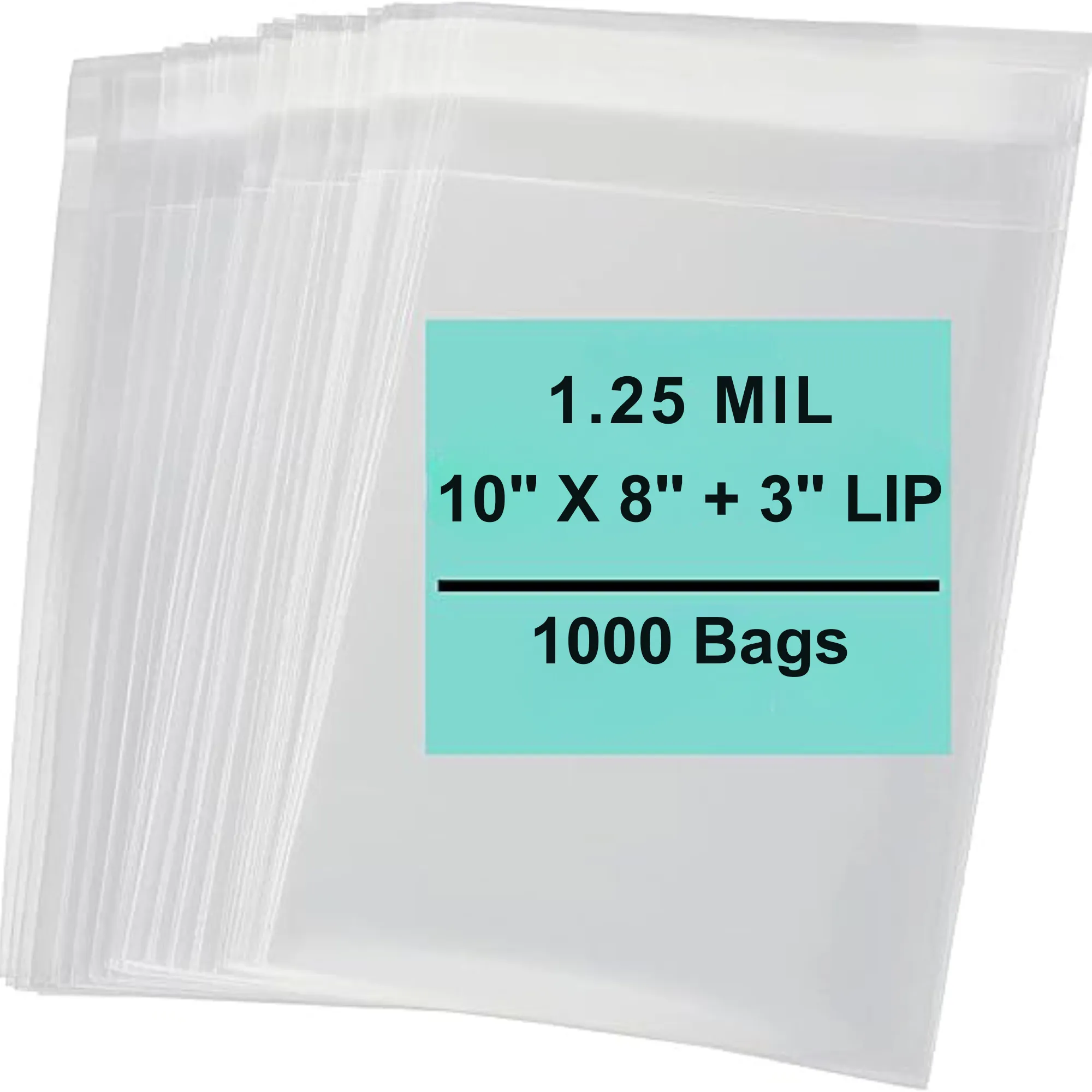 10X8 3 inches Lip and Tape Resealable Bags Co-Extruded 1.25 Mil PPE