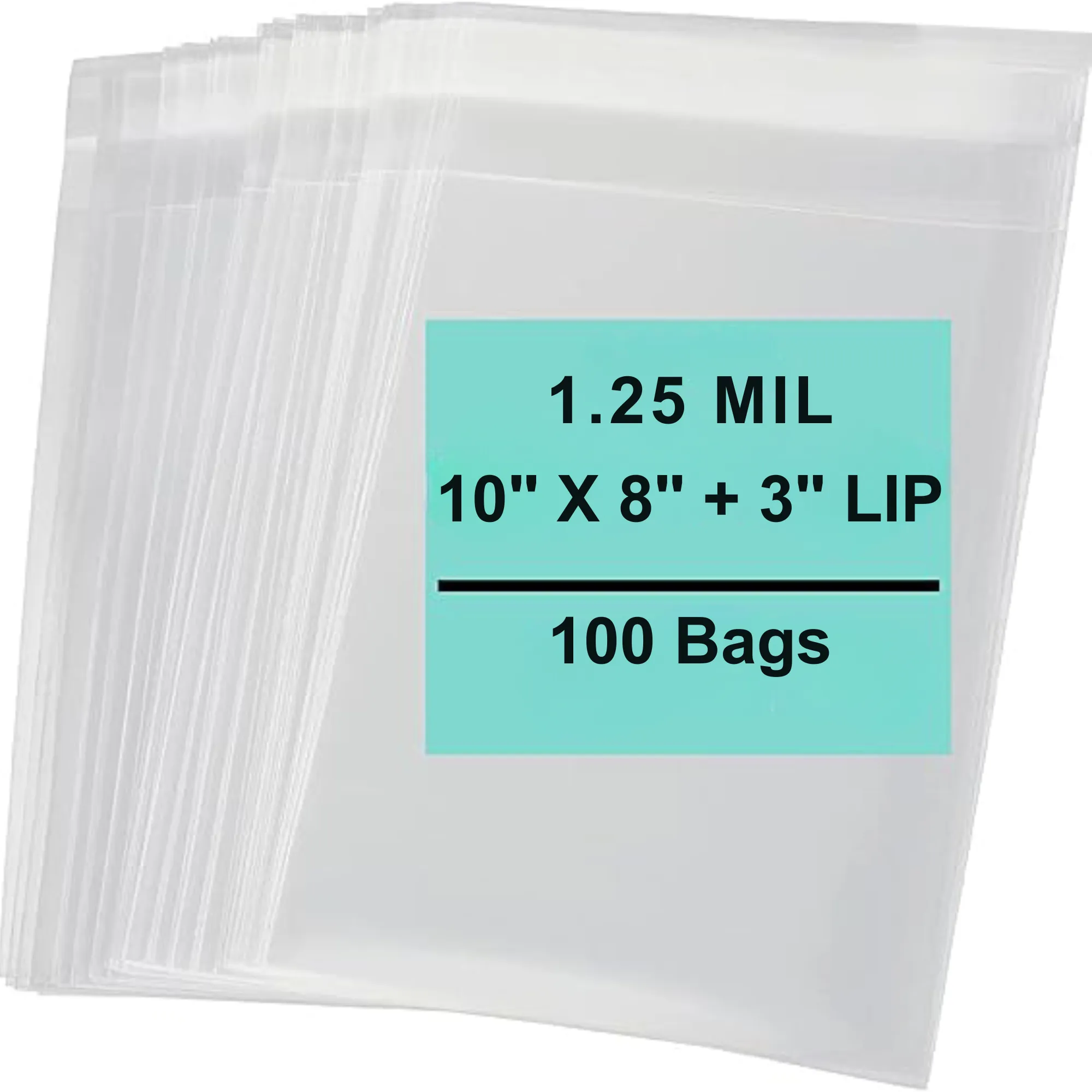 10X8 3 inches Lip and Tape Resealable Bags Co-Extruded 1.25 Mil PPE