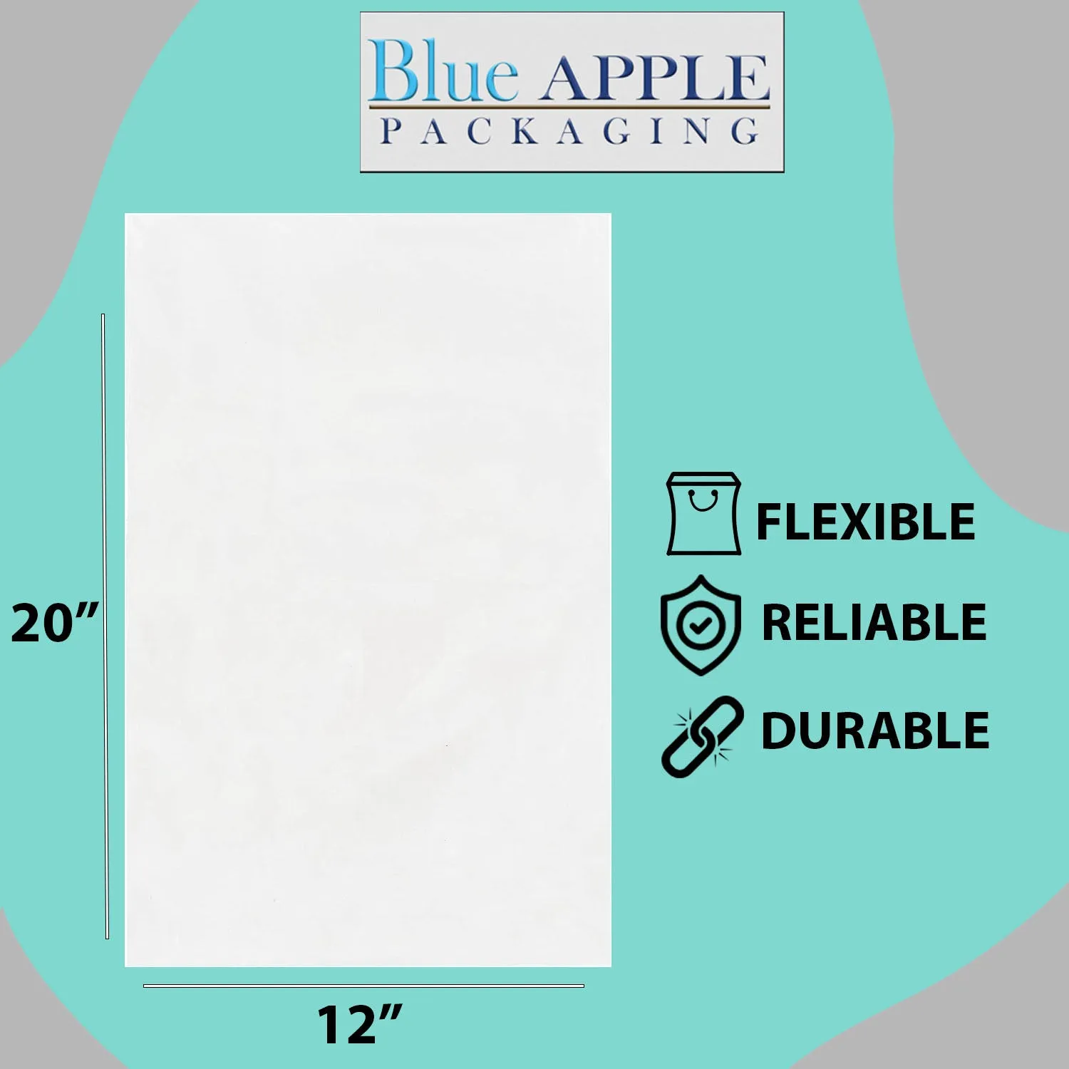 12X20 inches Clear Flat Poly Bags 1.5Mil Open Top (LDPE)