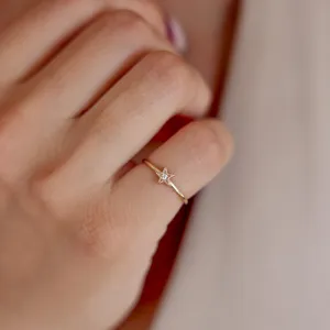 14k Gold Stone Star Ring