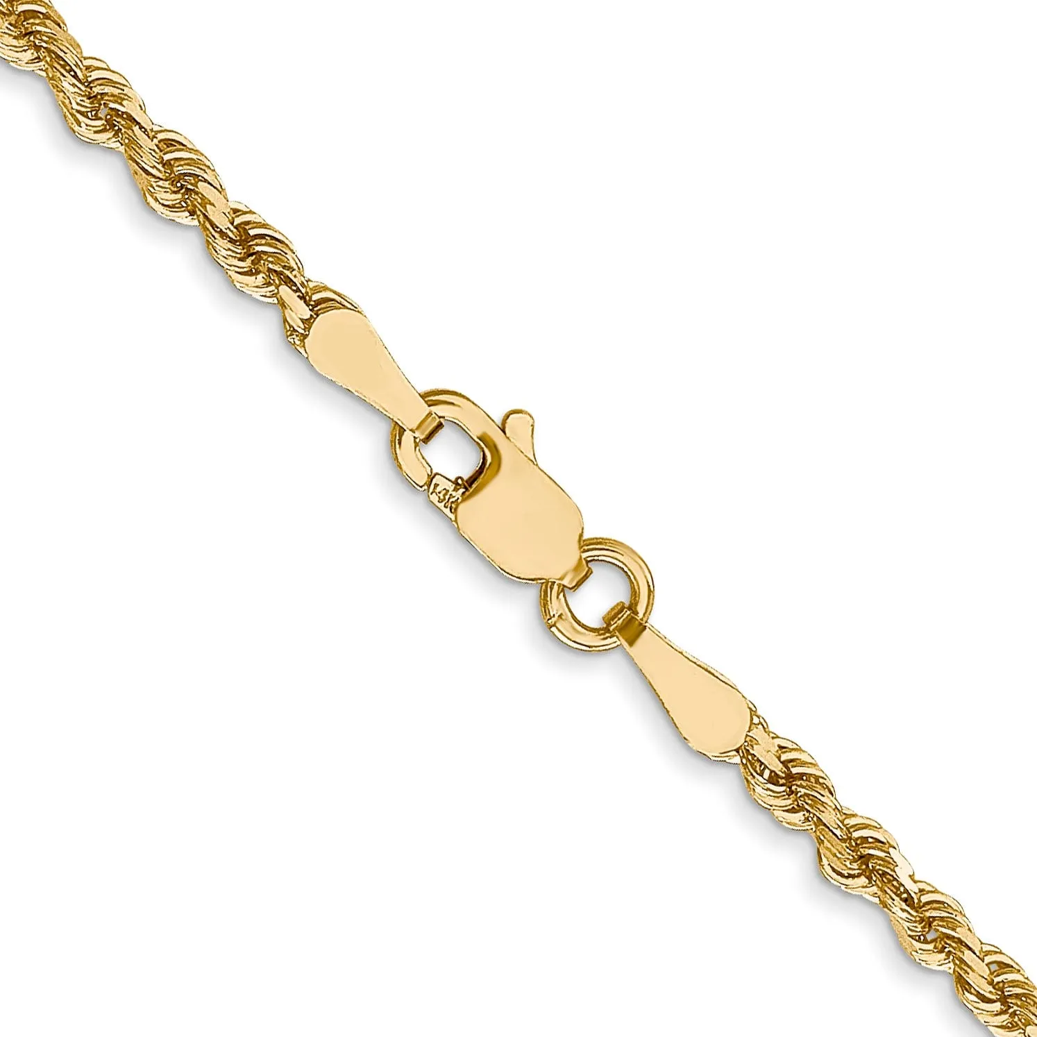 14k Yellow Gold 2.5m D.C Lightweight Rope Chain
