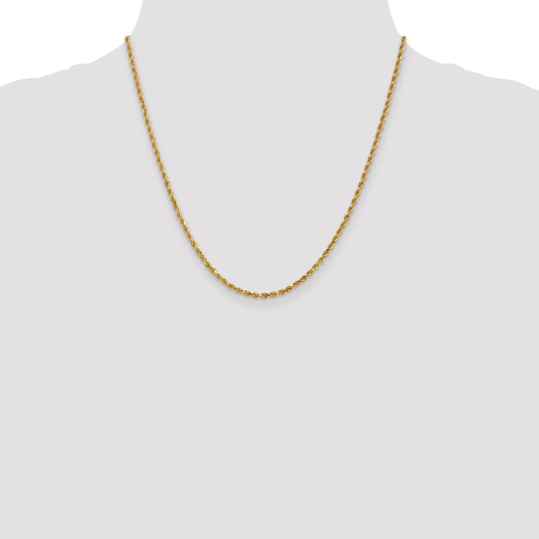 14k Yellow Gold 2.5m D.C Lightweight Rope Chain