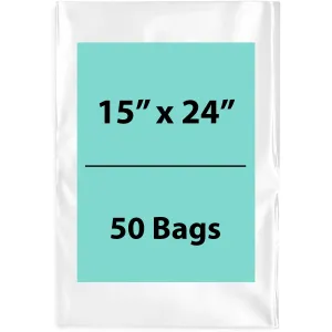 15X24 inches Clear Flat Poly Bags 4Mil Open Top (LDPE)