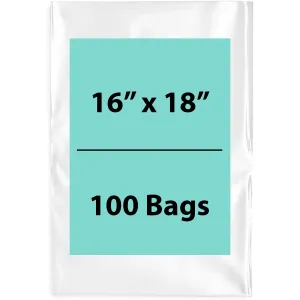 16X18 inches Clear Flat Poly Bags 1.5Mil Open Top (LDPE)