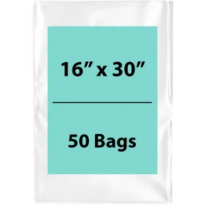 16X30 inches Clear Flat Poly Bags 4Mil Open Top (LDPE)