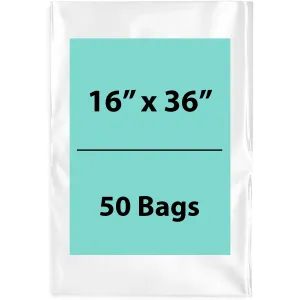 16X36 inches Clear Flat Poly Bags 4Mil Open Top (LDPE)