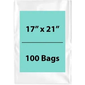 17X21 inches Clear Flat Poly Bags 1.5Mil Open Top (LDPE)
