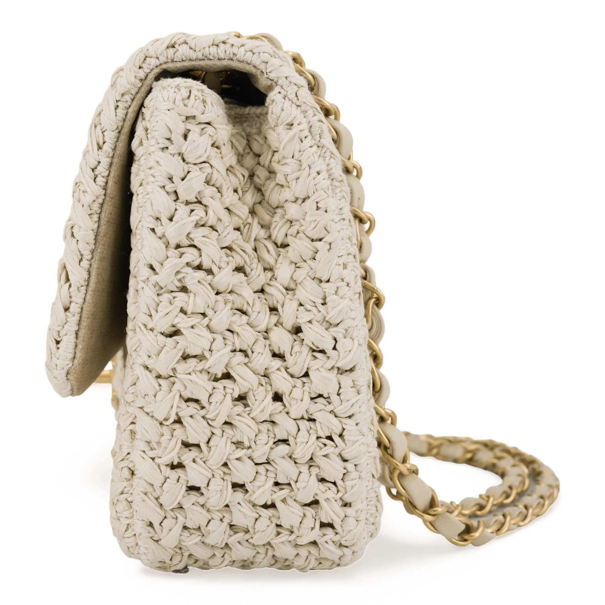 18C Ancient Greece Raffia Crochet Flap Bag