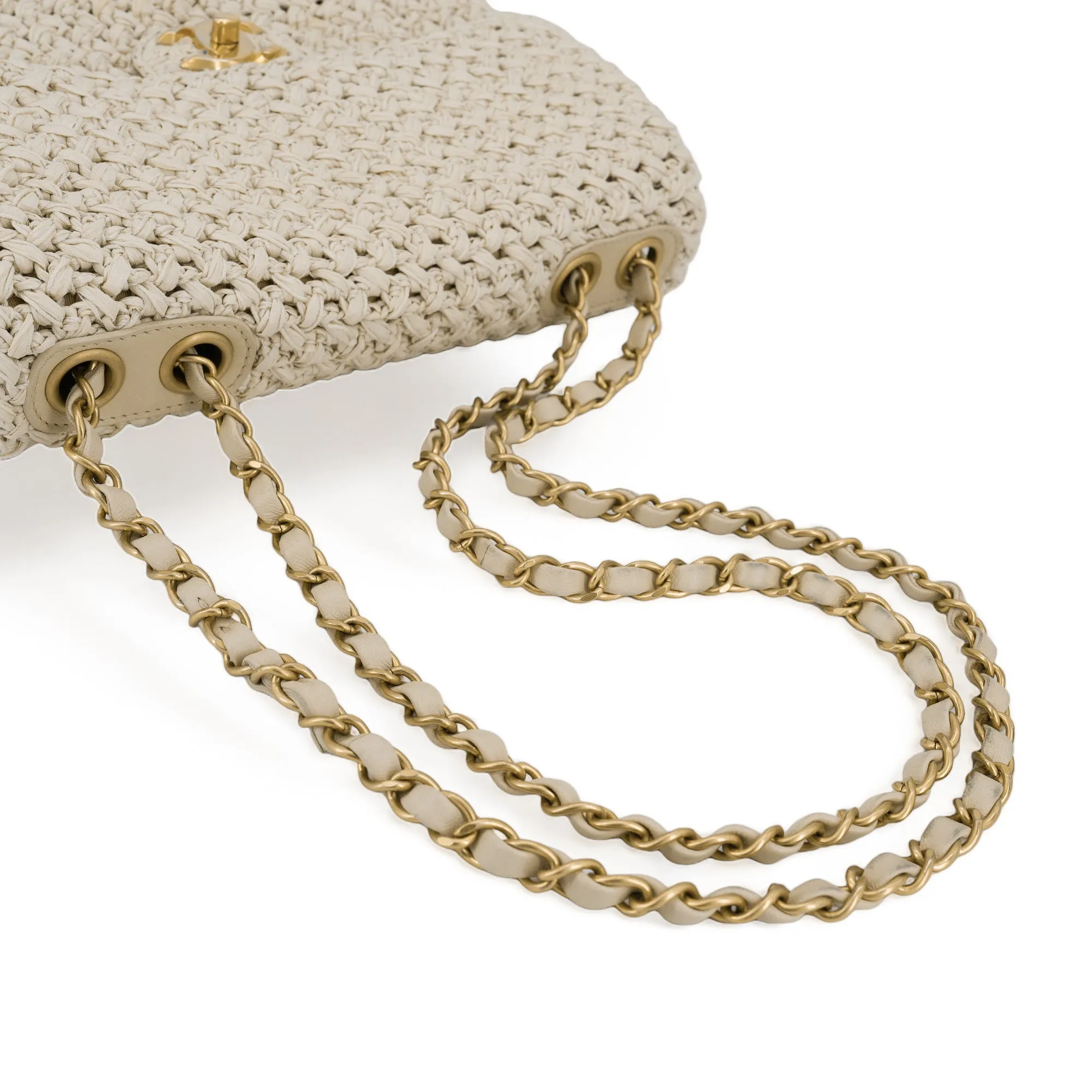 18C Ancient Greece Raffia Crochet Flap Bag