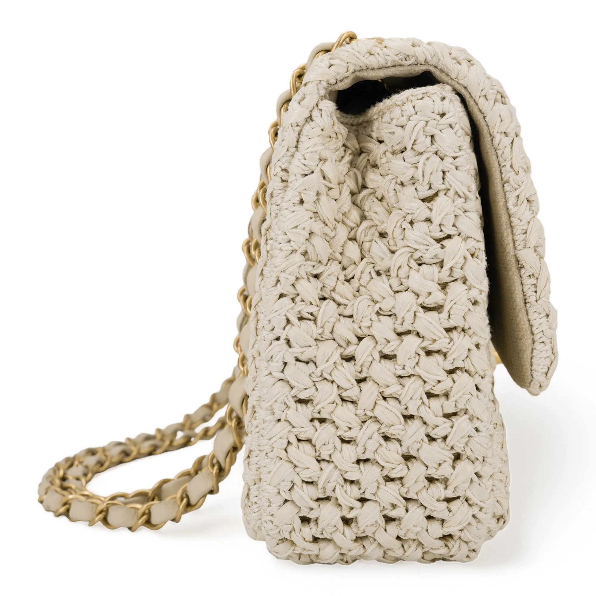 18C Ancient Greece Raffia Crochet Flap Bag