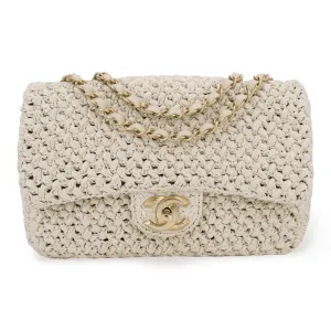 18C Ancient Greece Raffia Crochet Flap Bag