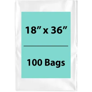 18X36 inches Clear Flat Poly Bags 4Mil Open Top (LDPE)