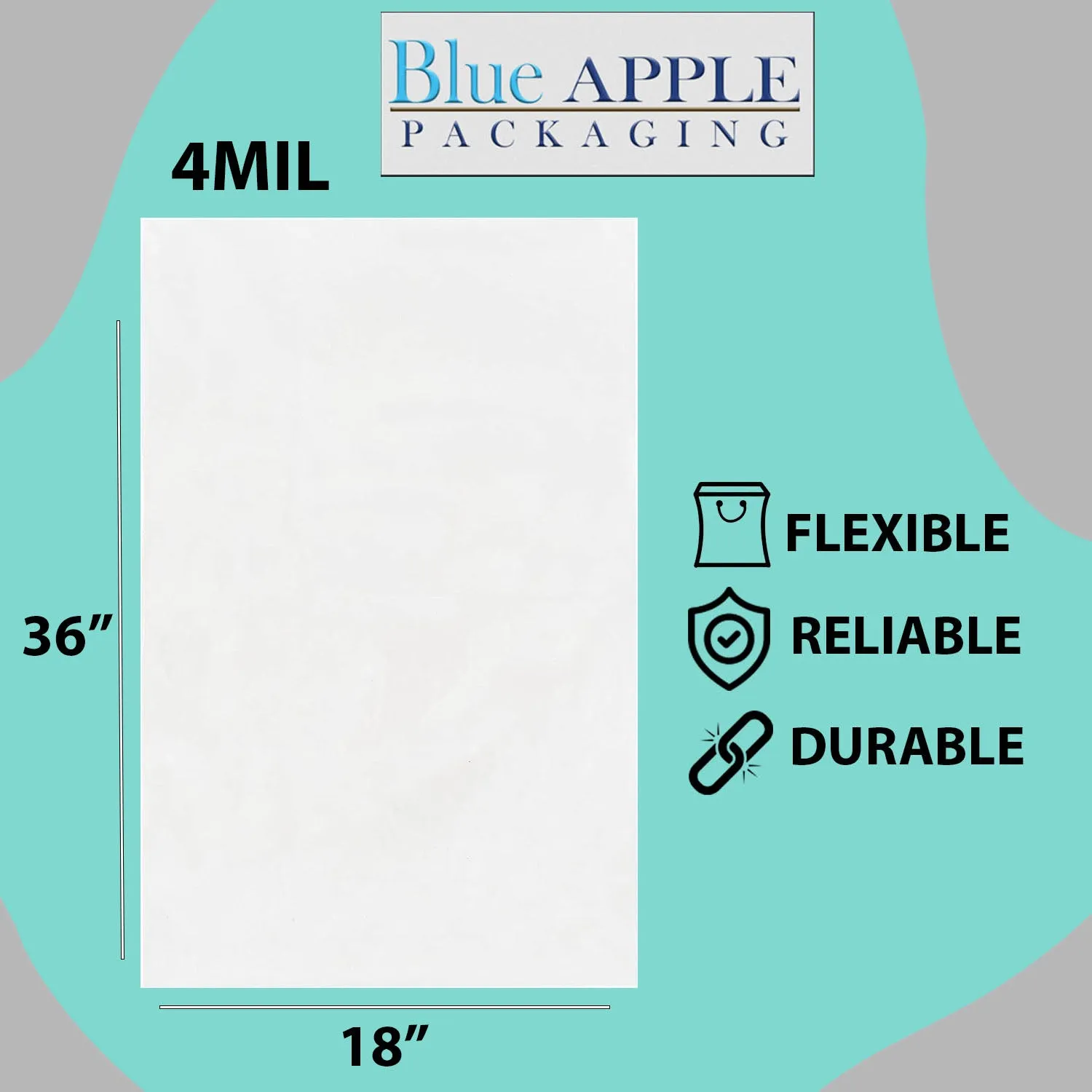 18X36 inches Clear Flat Poly Bags 4Mil Open Top (LDPE)