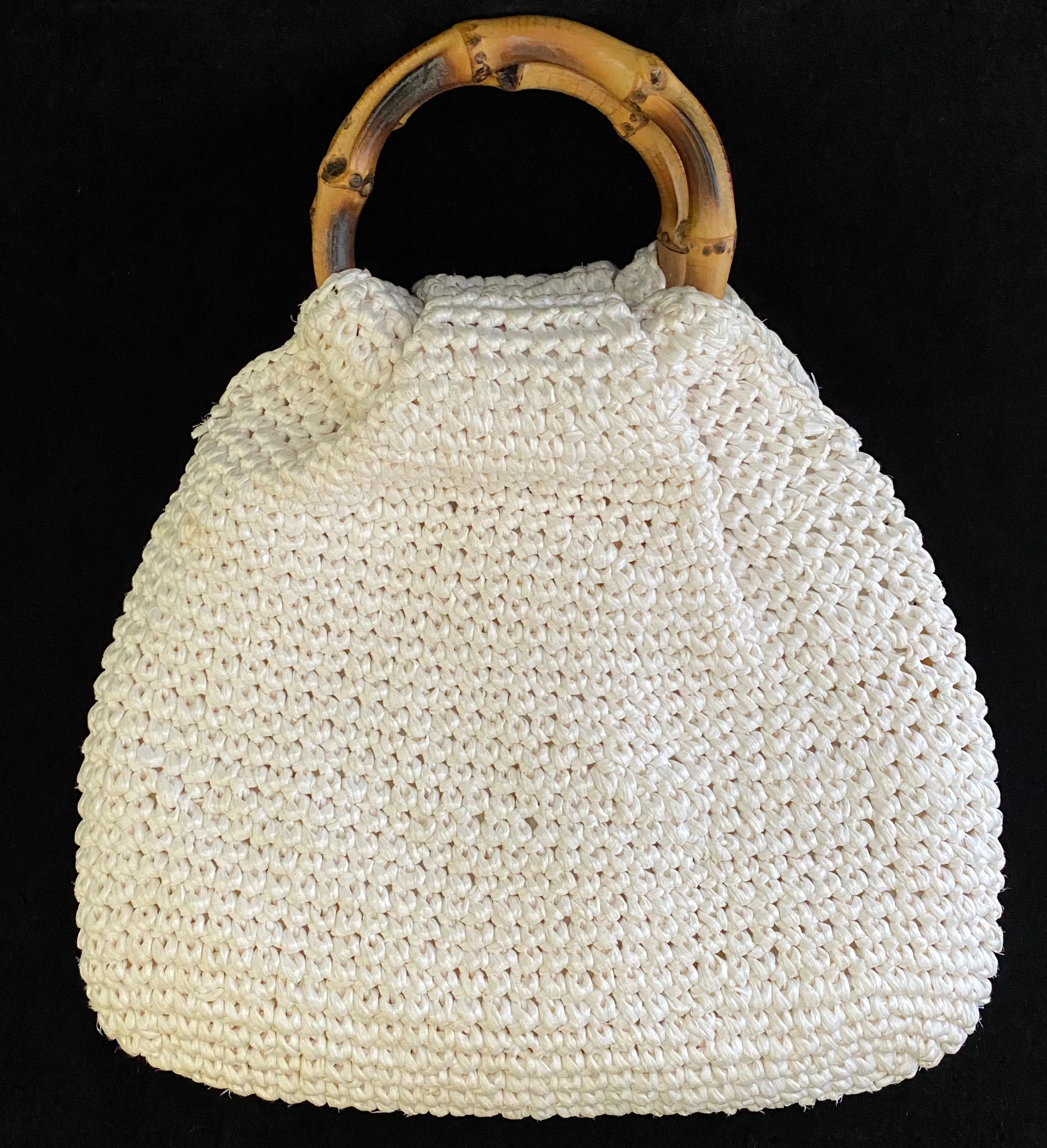 1960s Made In Japan Raffia & Bead Bag