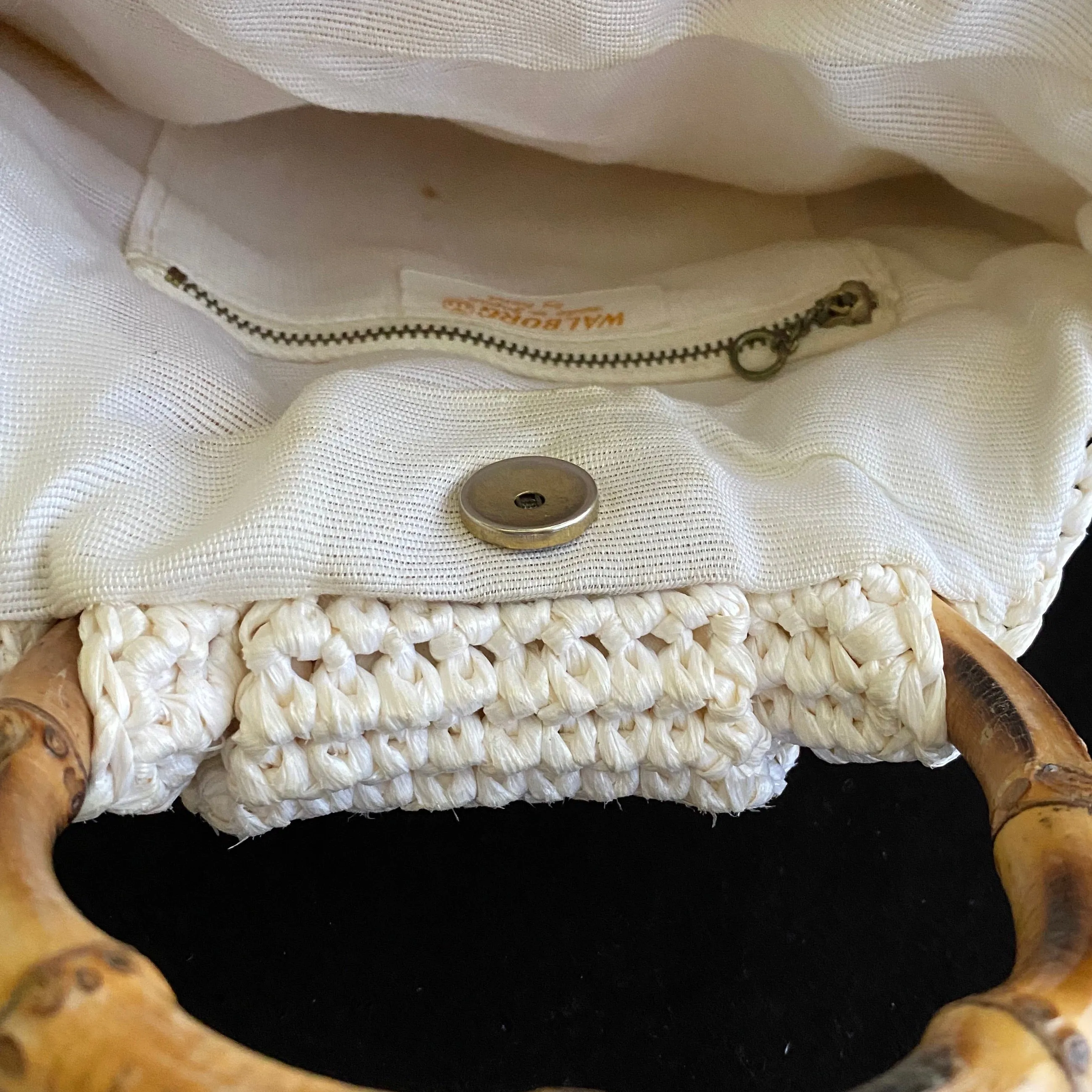 1960s Made In Japan Raffia & Bead Bag