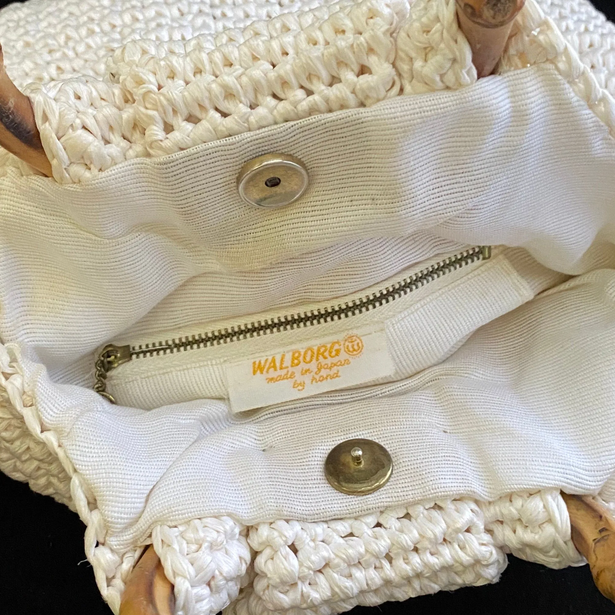 1960s Made In Japan Raffia & Bead Bag
