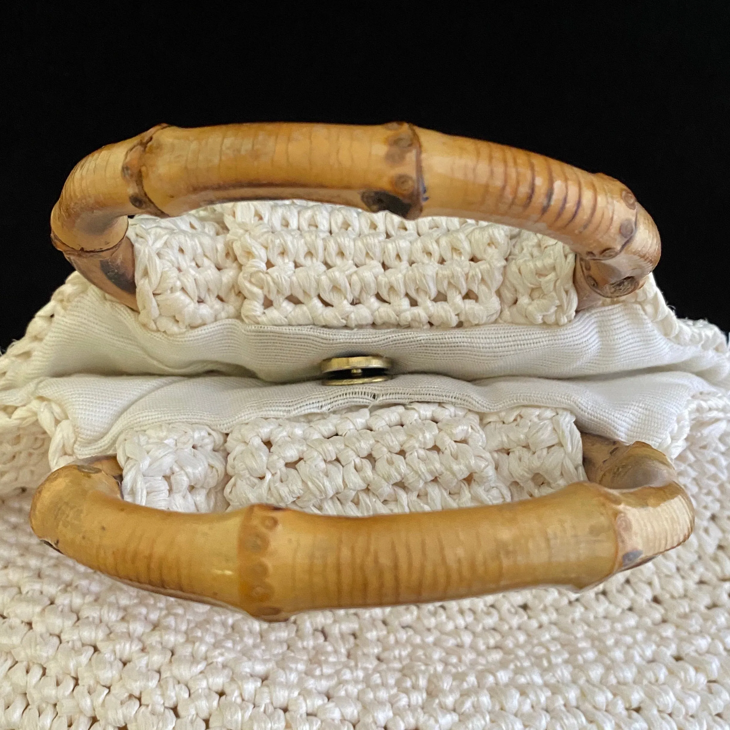 1960s Made In Japan Raffia & Bead Bag