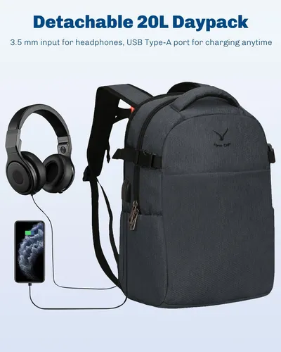 2 in 1 Travel Backpack 22 Inches Carry on Luggage 63L Rolling Backpack for Men W