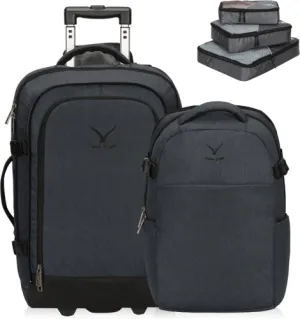 2 in 1 Travel Backpack 22 Inches Carry on Luggage 63L Rolling Backpack for Men W