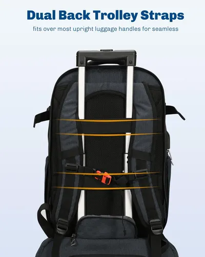 2 in 1 Travel Backpack 22 Inches Carry on Luggage 63L Rolling Backpack for Men W
