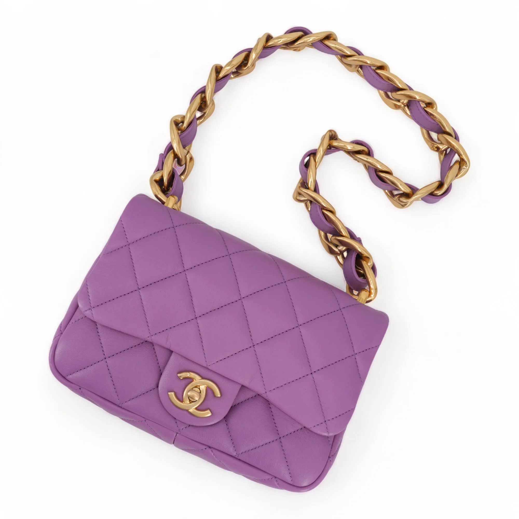 22S Funky Town Small Flap Bag in Purple Lambskin