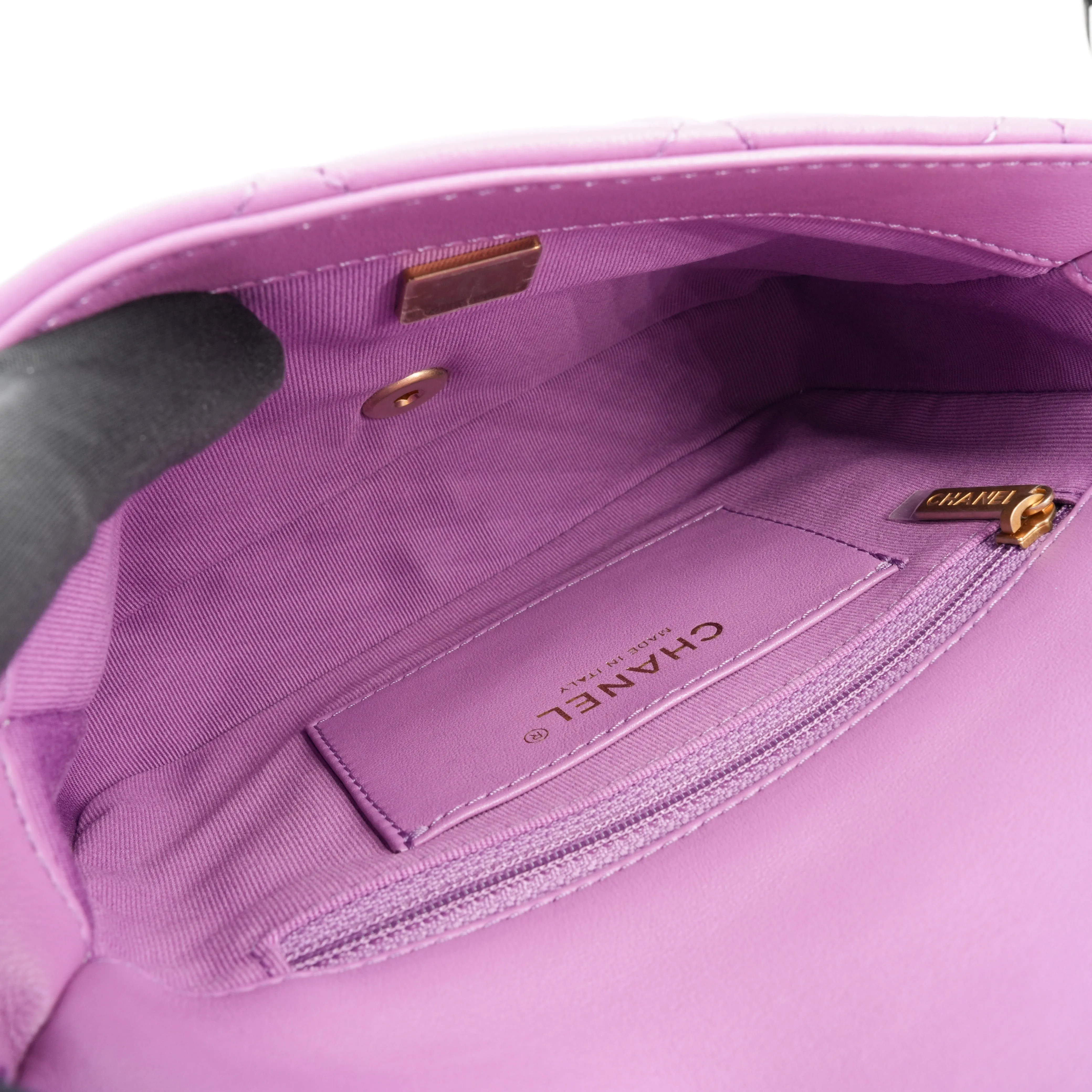 22S Funky Town Small Flap Bag in Purple Lambskin