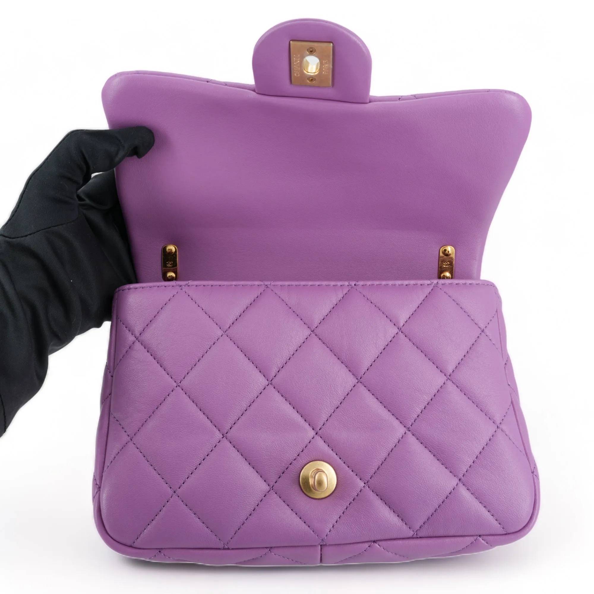 22S Funky Town Small Flap Bag in Purple Lambskin