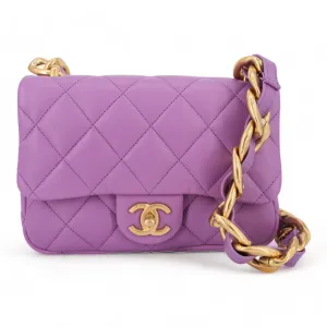 22S Funky Town Small Flap Bag in Purple Lambskin