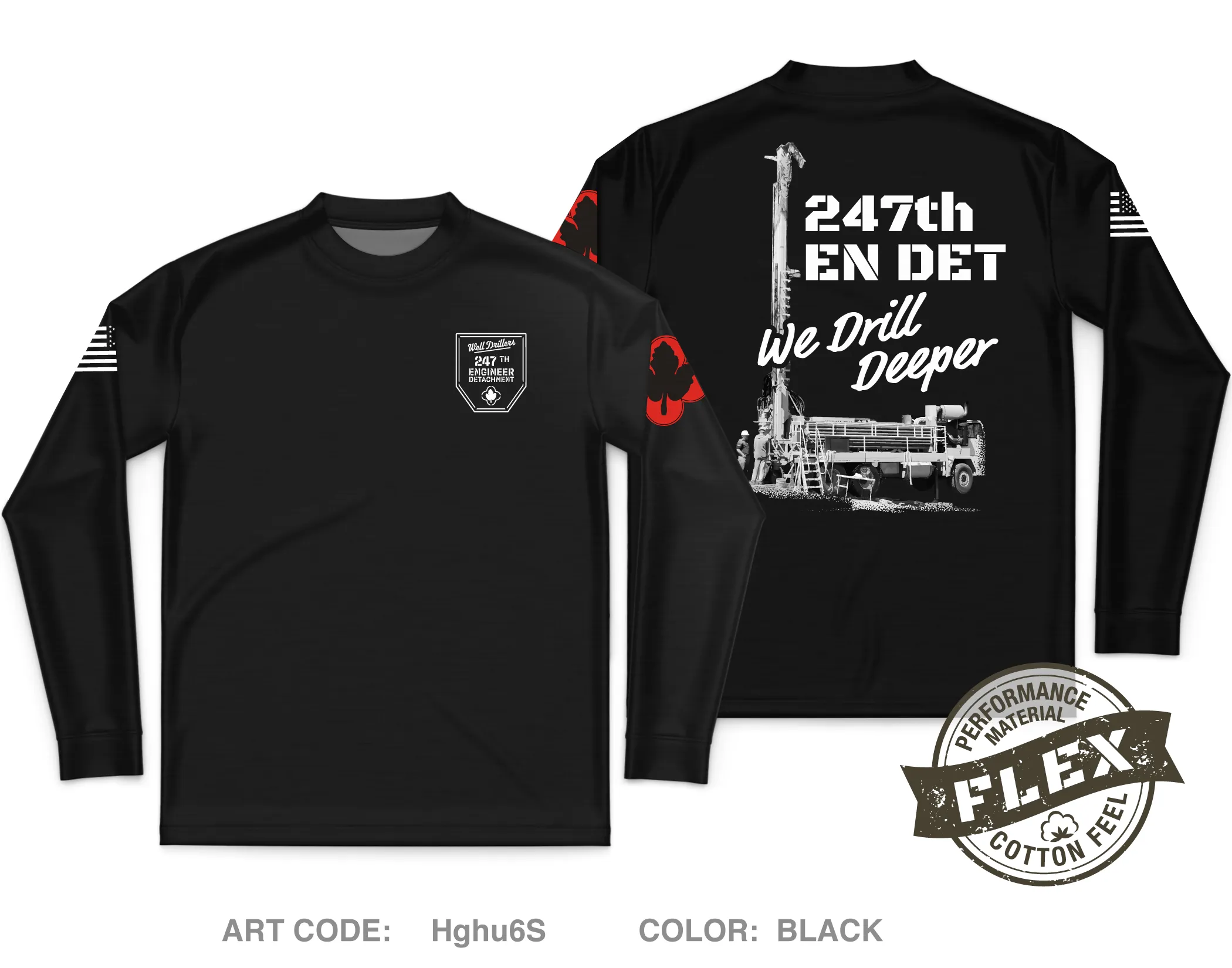 247th EN DET WD Fundraising Collection Core Men's LS Flex Performance Tee - Hghu6S