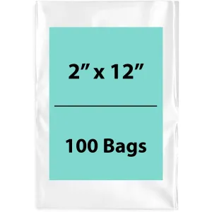 2X12 inches Clear Flat Poly Bags 4Mil Open Top (LDPE)