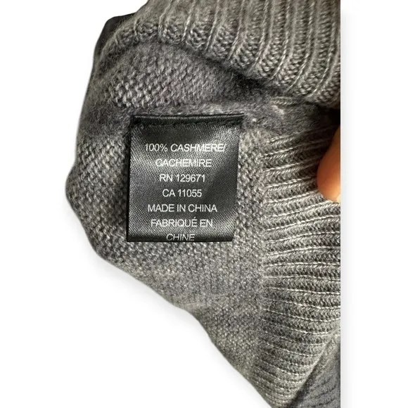360 CASHMERE Tavi Leopard pattern lightweight 2ply Cashmere Sweater top grey XS