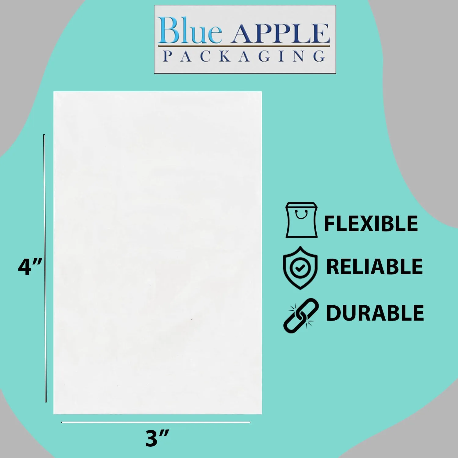 3X4 inches Clear Flat Poly Bags 2Mil Open Top (LDPE)