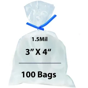 3X4 inches Polypropylene Bags 1.5 Mil Clear Flat