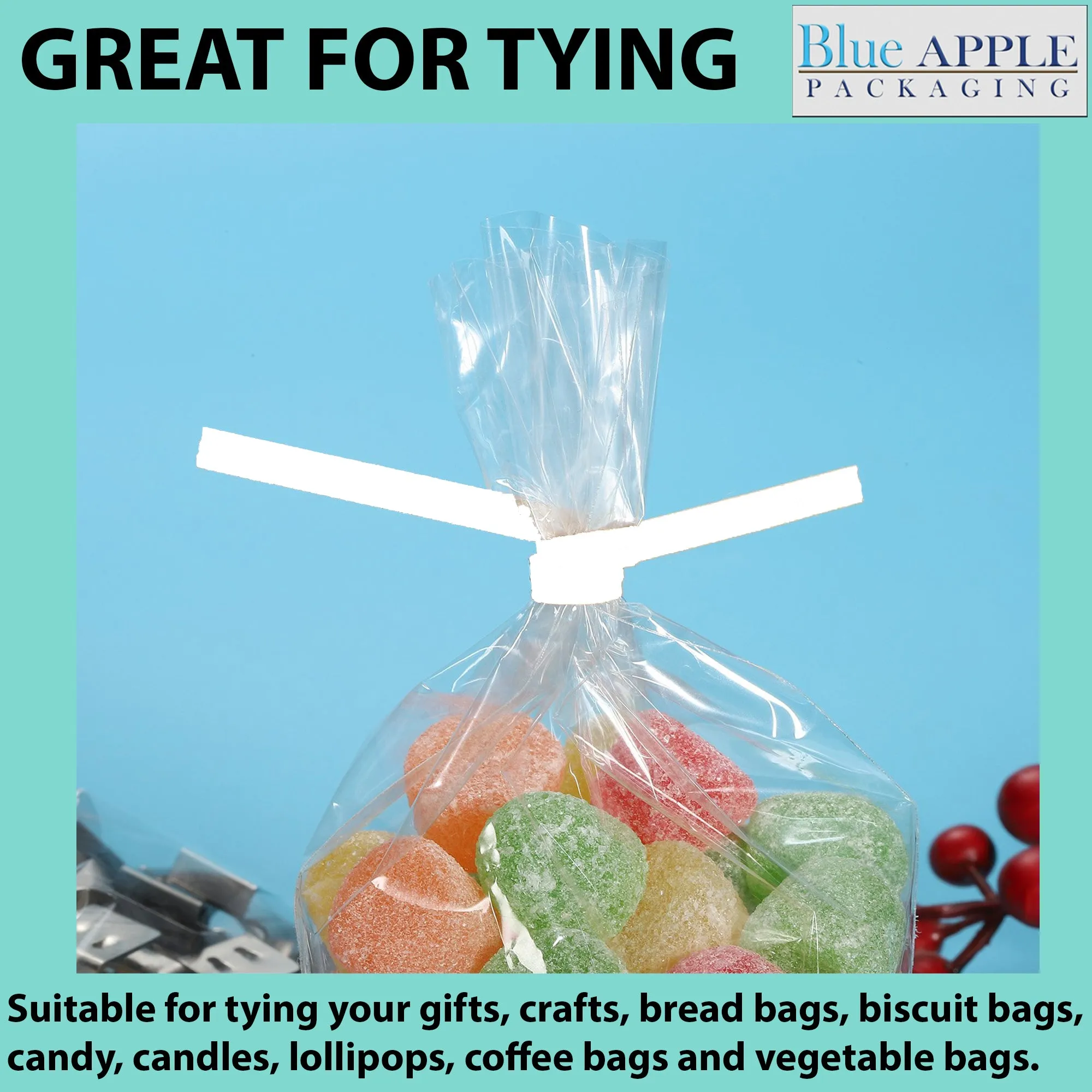 4 Inch Pre-cut Red Plastic Twist Ties for Bags