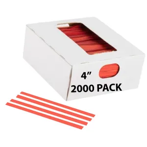 4 Inch Pre-cut Red Plastic Twist Ties for Bags