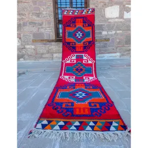 4425 Handwoven Vintage Rug 3’4x12’3