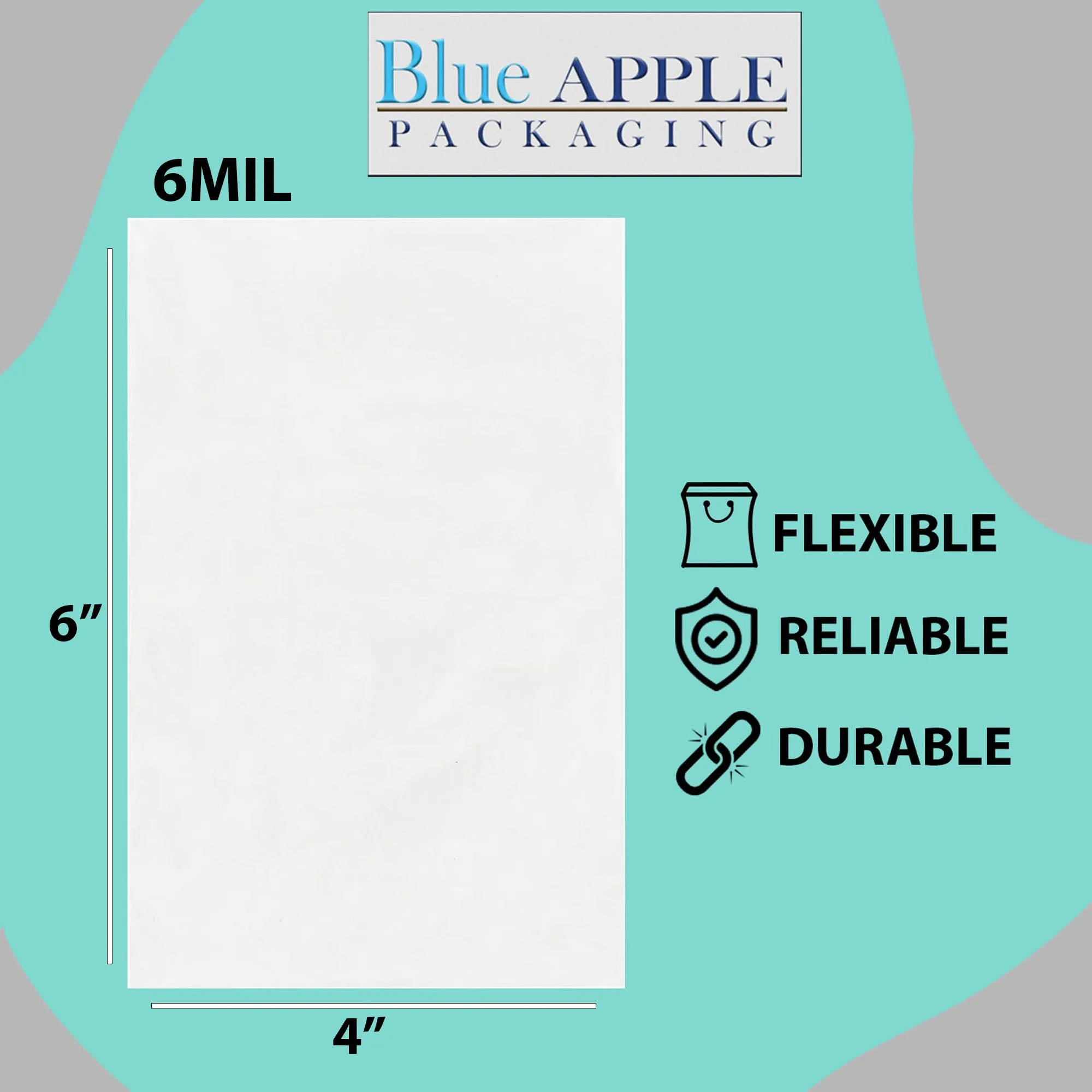 4X6 inches Clear Flat Poly Bags 6Mil Open Top (LDPE)