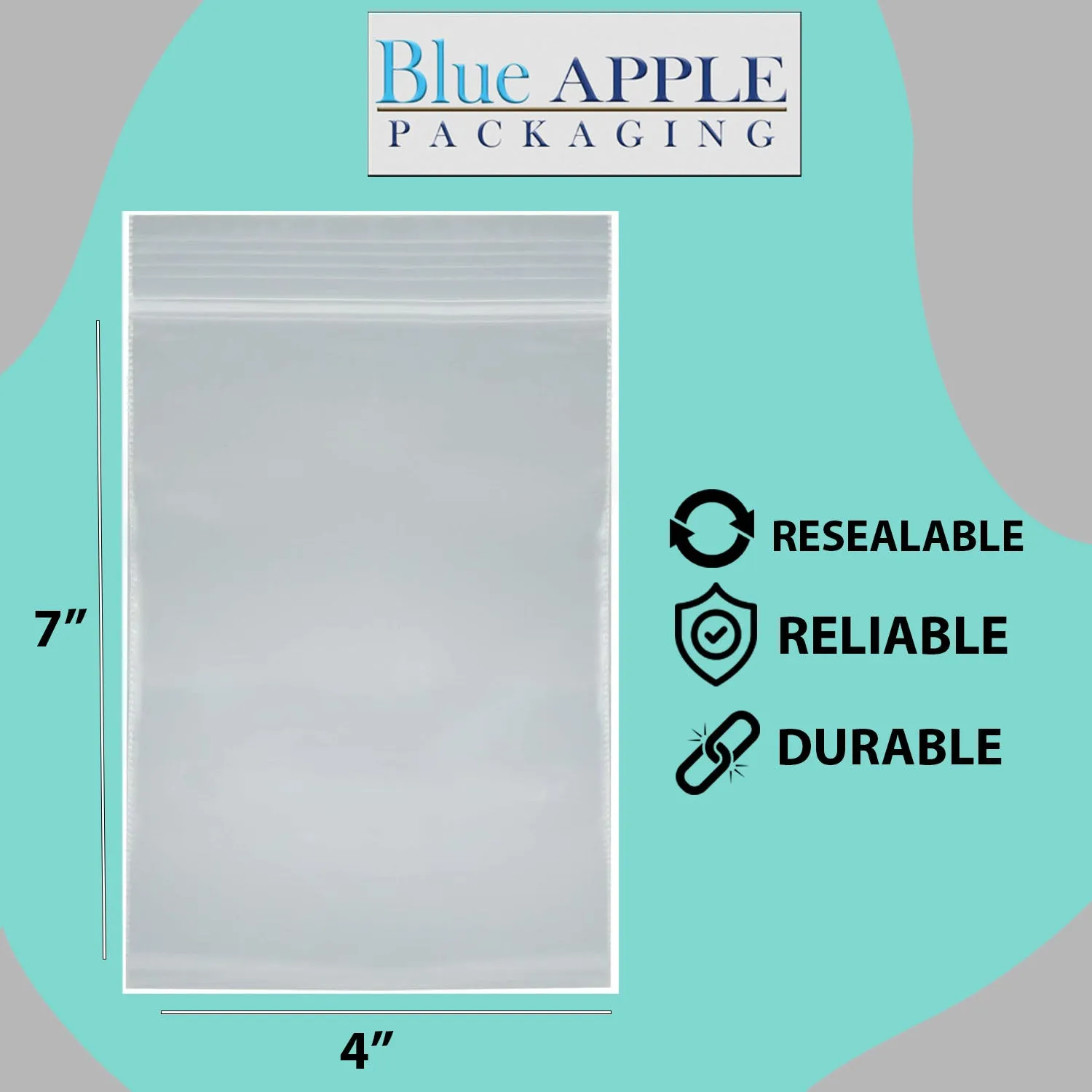 4X7 inches Reclosable Single Line Zipper Poly Bags 2 Mil (LDPE)