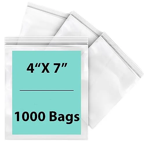 4X7 inches Reclosable Single Line Zipper Poly Bags 2 Mil (LDPE)