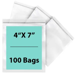 4X7 inches Reclosable Single Line Zipper Poly Bags 2 Mil (LDPE)