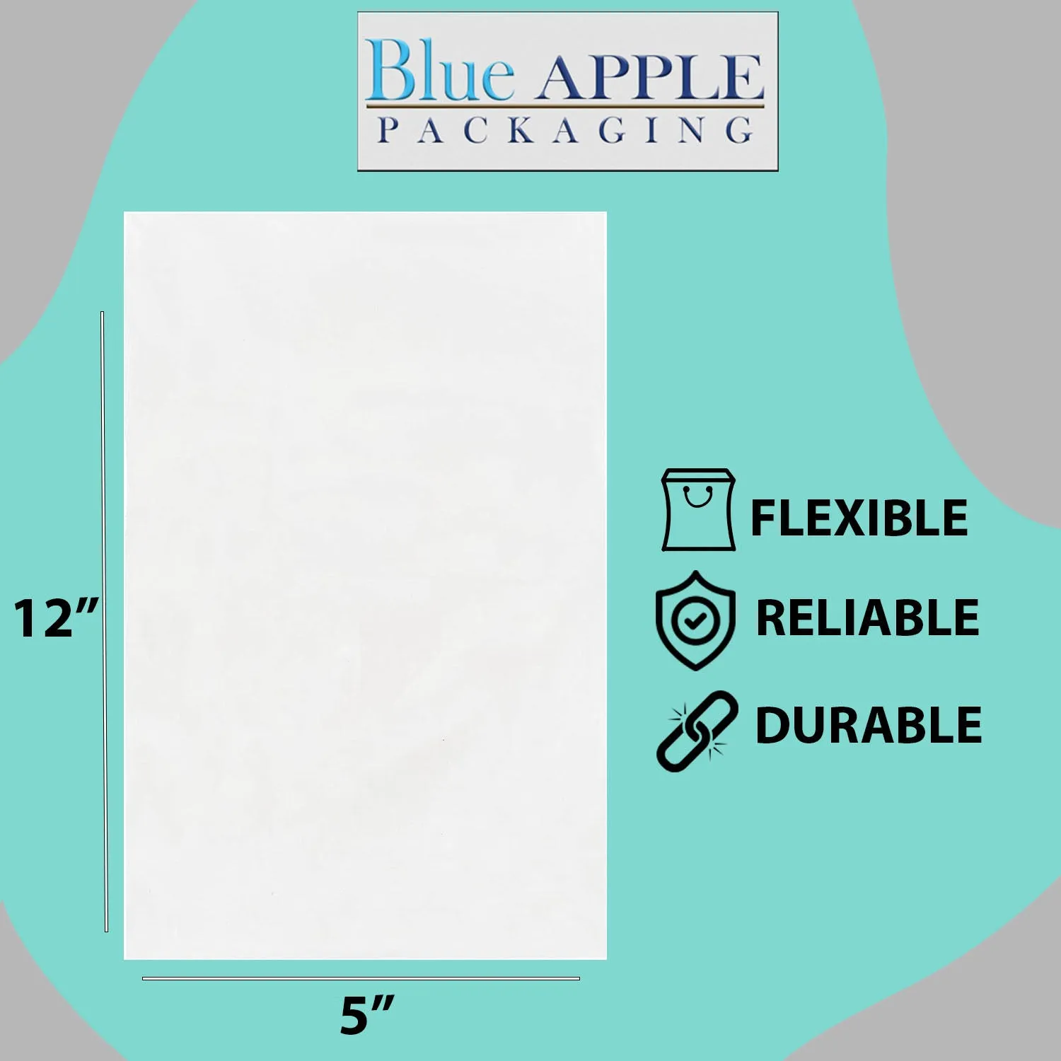 5X12 inches Clear Flat Poly Bags 2Mil Open Top (LDPE)